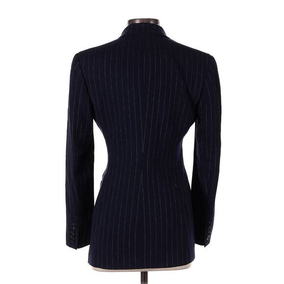 Ralph Lauren Collection Classic Navy Pinstripe Wool Jacket Blazer 2 Double Peak - Picture 3 of 10
